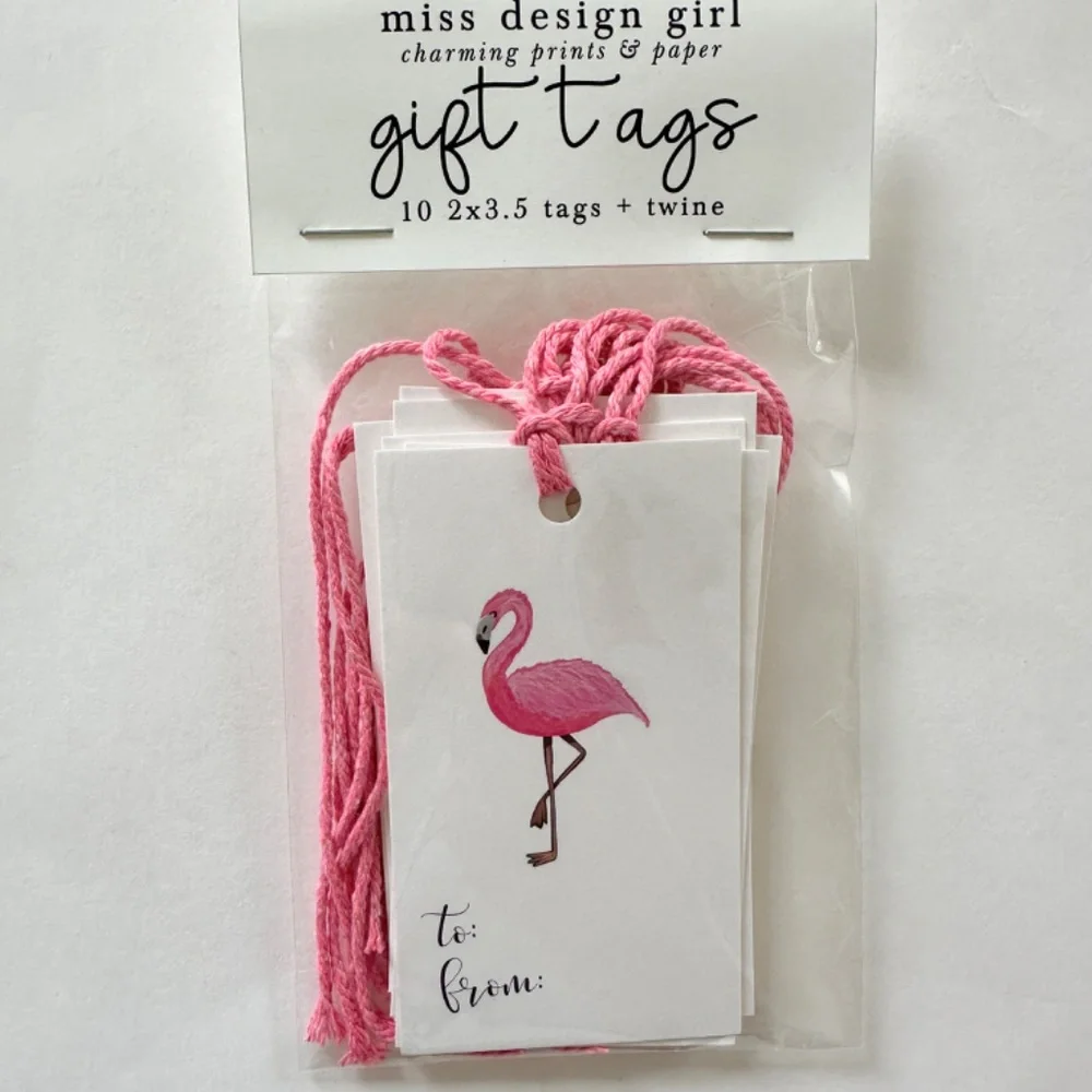 Pink Flamingo Themed Confetti Blend Gift Tag Bundle